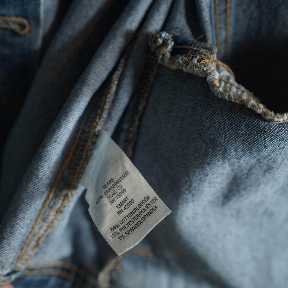 Vintage Sears Roebuck Distressed Denim Jacket Trucker Womens Small Blue Jean - Picture 9 of 9